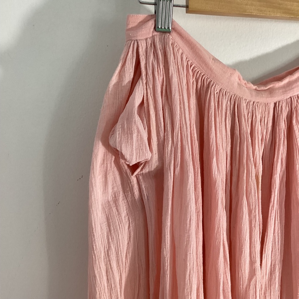 Y2K ESPIRIT WOMANS 11/12  COTTON CRINKLED MIDI SKIRT PEACH LIGHT COLOR - Picture 5 of 9